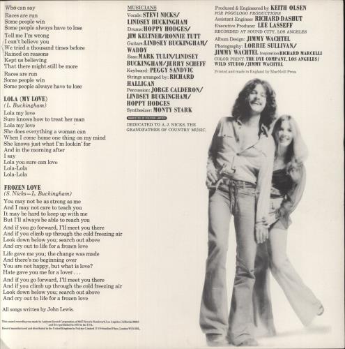 Buckingham Nicks Buckingham Nicks + Insert UK vinyl LP album (LP